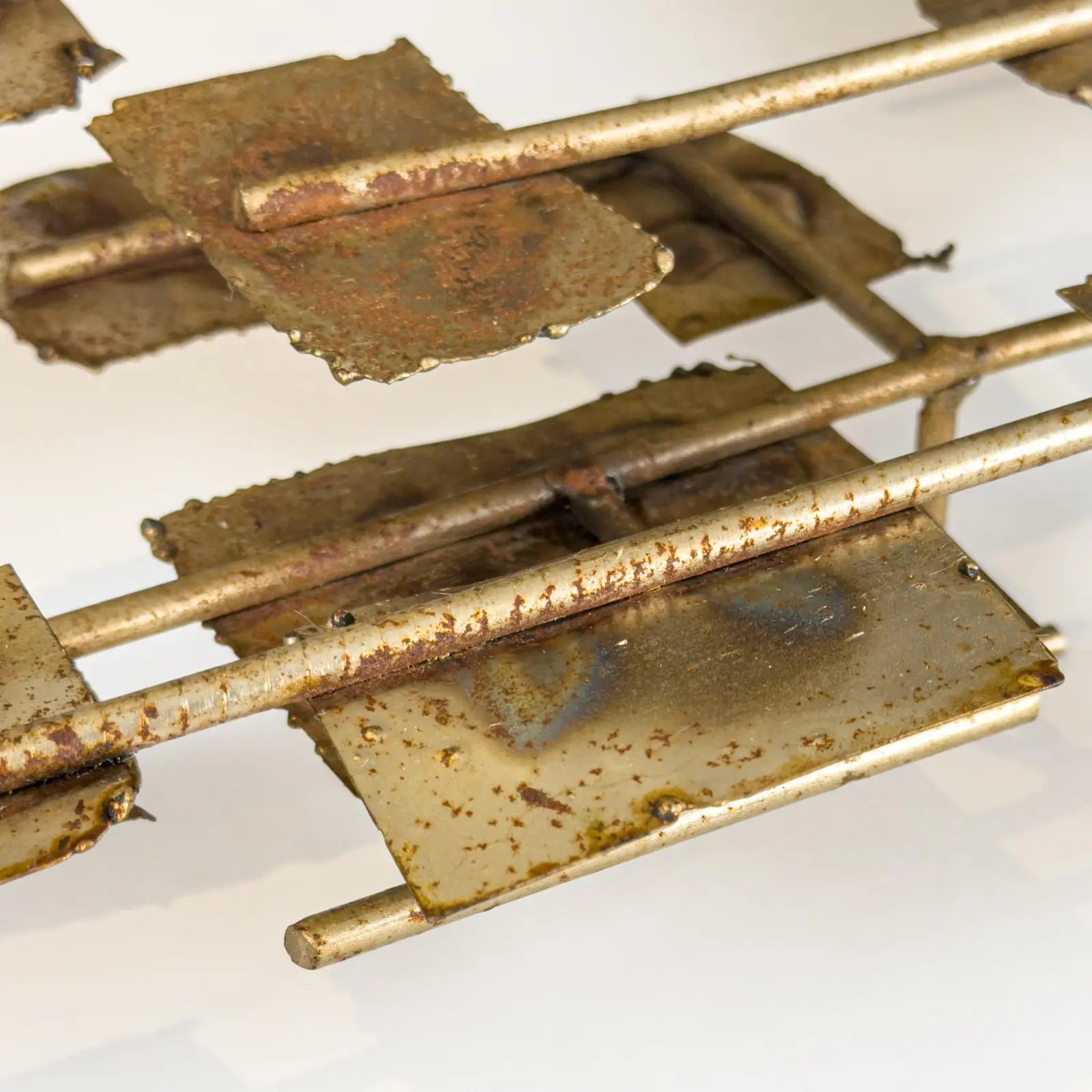 Brutalist Welded Steel & Brass Wall Sculpture in the Early Style of Curtis Jere, 1960s