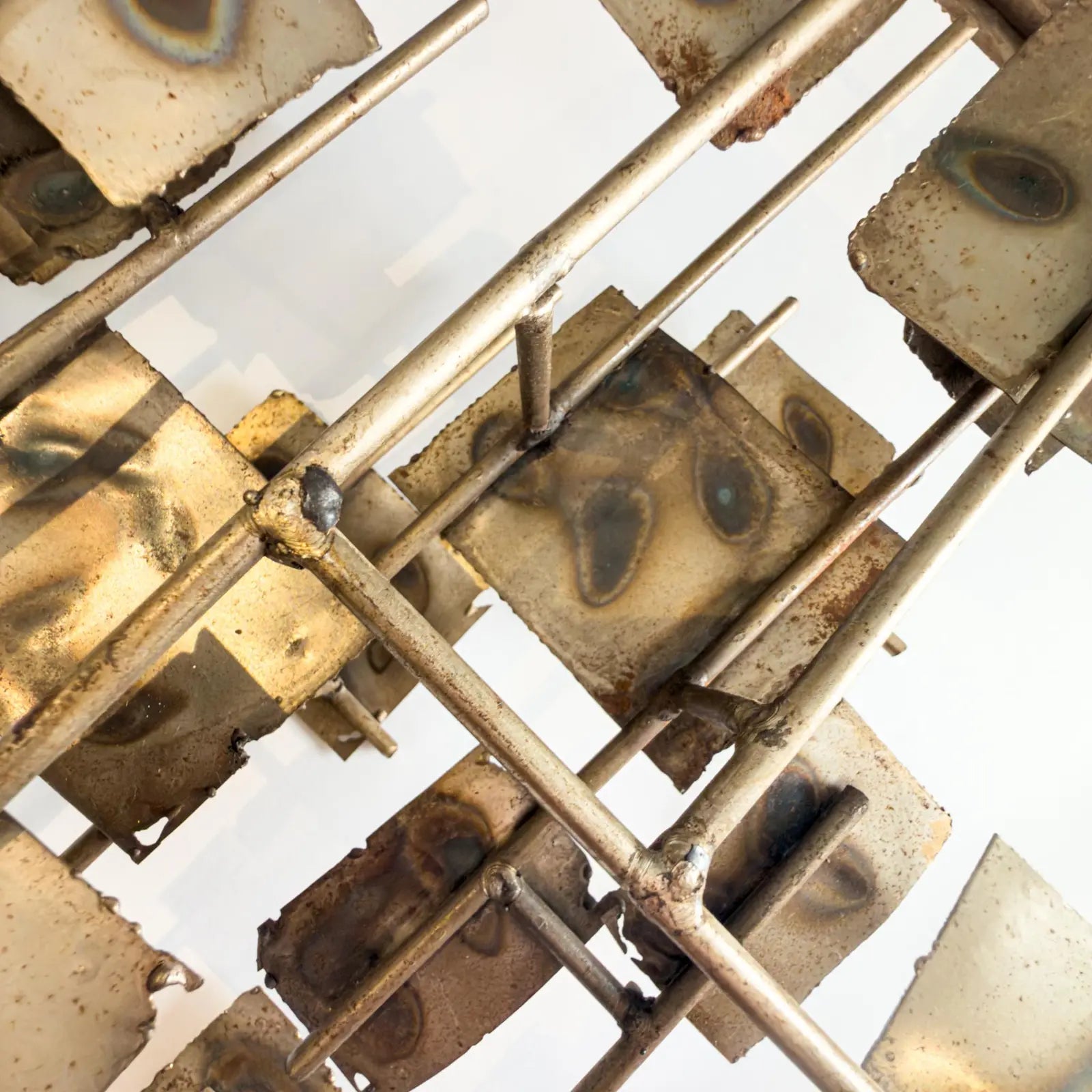 Brutalist Welded Steel & Brass Wall Sculpture in the Early Style of Curtis Jere, 1960s