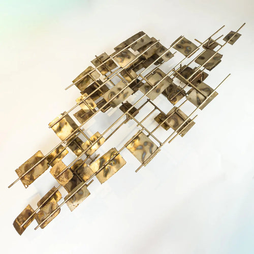 Brutalist Welded Steel & Brass Wall Sculpture in the Early Style of Curtis Jere, 1960s