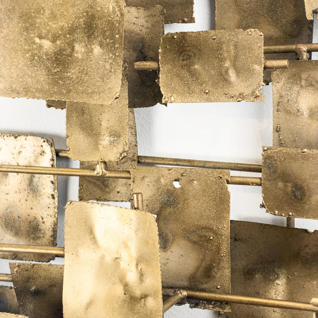 Brutalist Welded Steel & Brass Wall Sculpture in the Early Style of Curtis Jere, 1960s