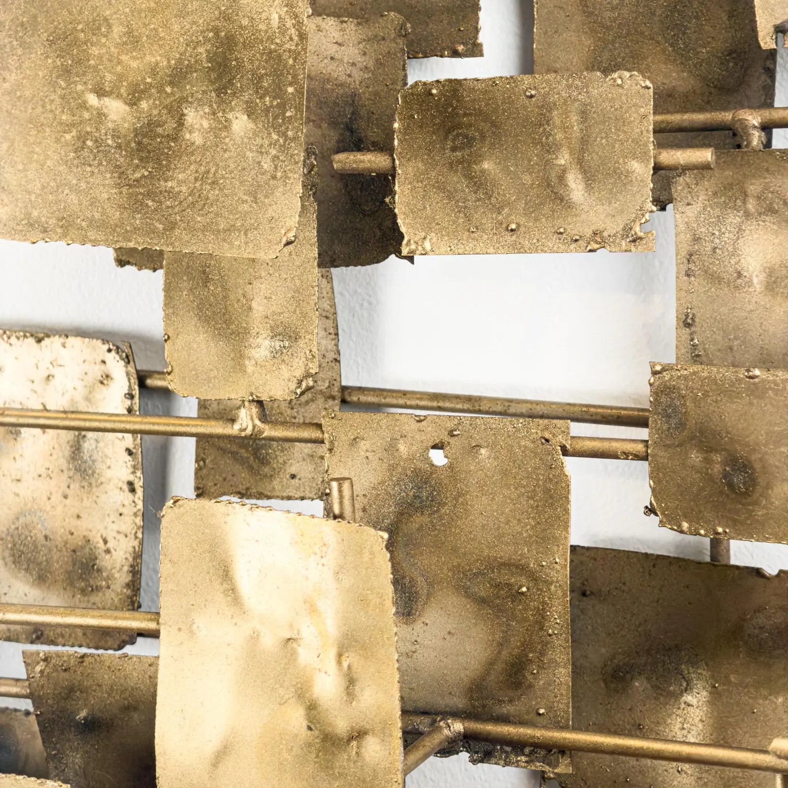 Brutalist Welded Steel & Brass Wall Sculpture in the Early Style of Curtis Jere, 1960s