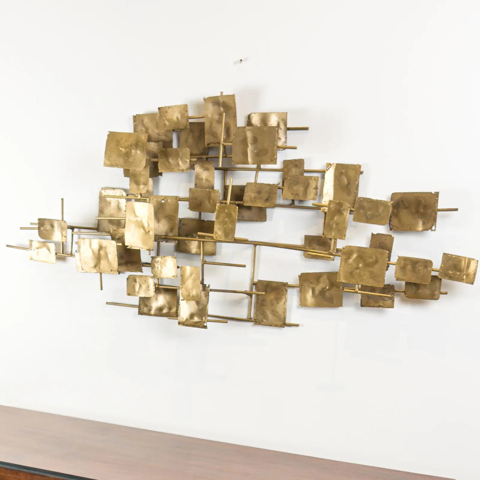 Brutalist Welded Steel & Brass Wall Sculpture in the Early Style of Curtis Jere, 1960s