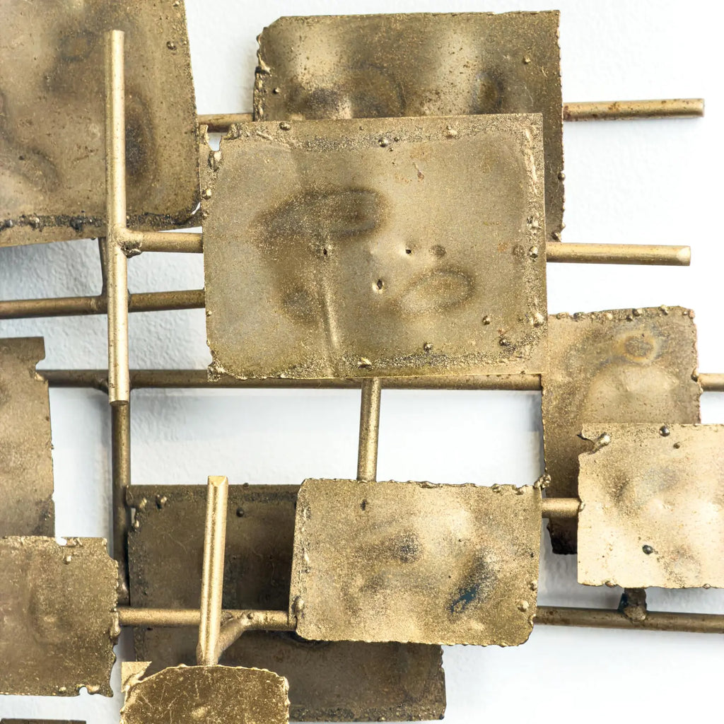 Brutalist Welded Steel & Brass Wall Sculpture in the Early Style of Curtis Jere, 1960s