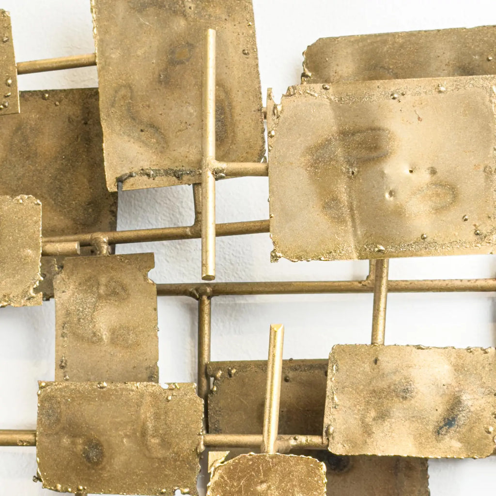 Brutalist Welded Steel & Brass Wall Sculpture in the Early Style of Curtis Jere, 1960s