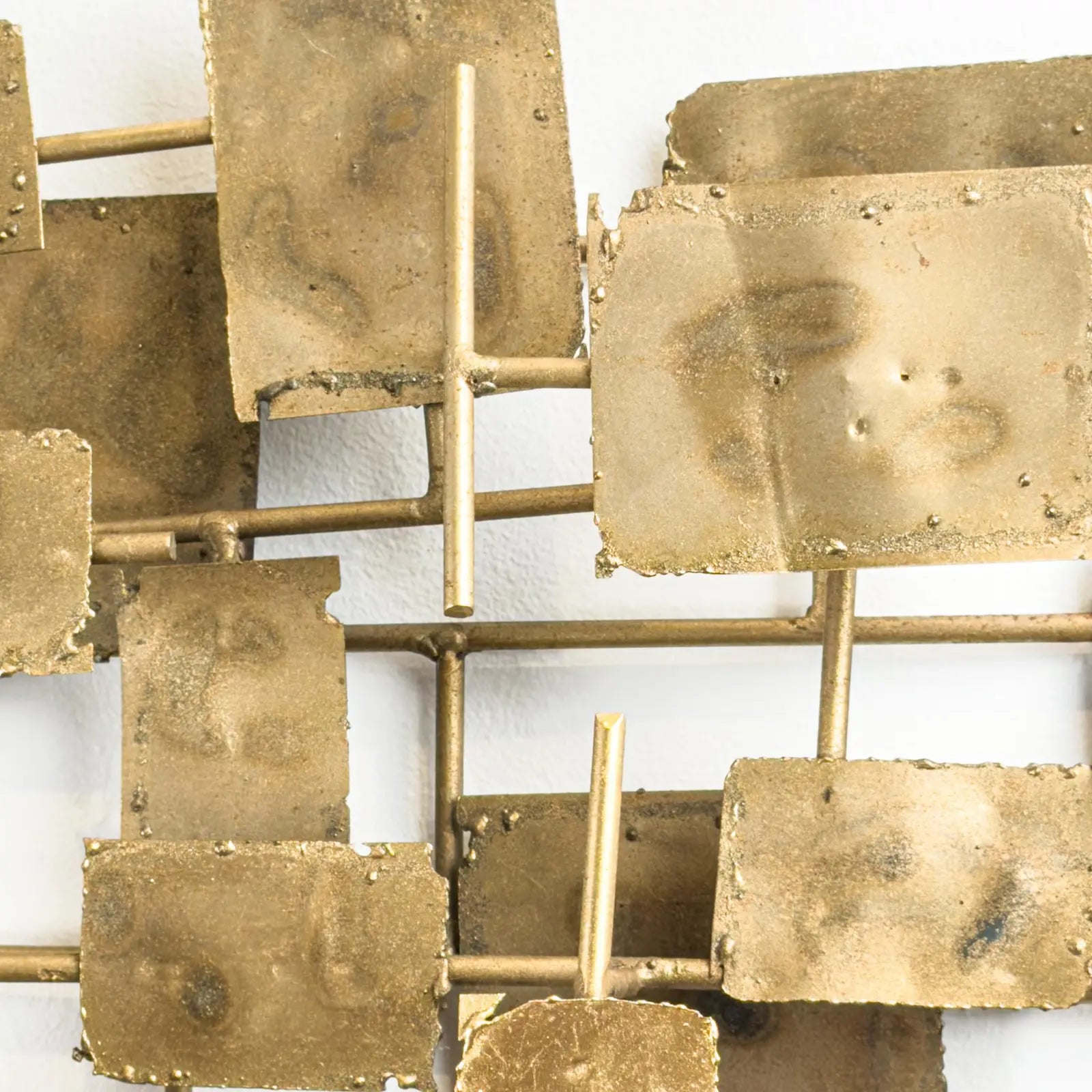 Brutalist Welded Steel & Brass Wall Sculpture in the Early Style of Curtis Jere, 1960s