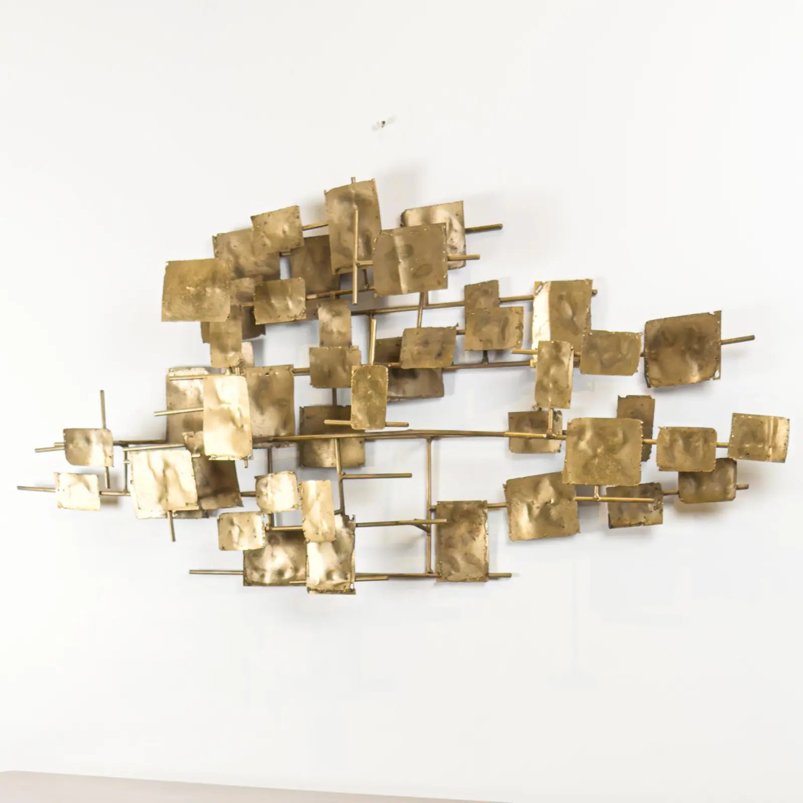 Brutalist Welded Steel & Brass Wall Sculpture in the Early Style of Curtis Jere, 1960s