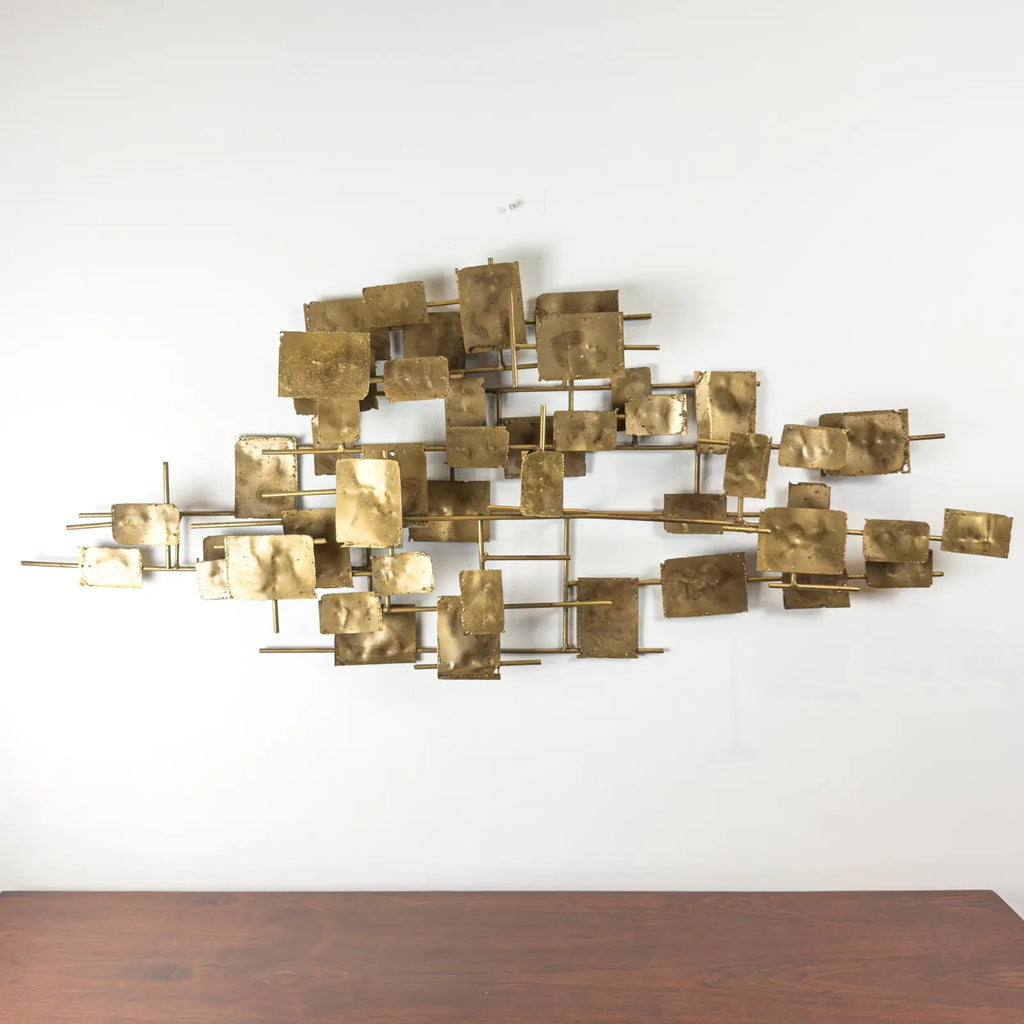 Brutalist Welded Steel & Brass Wall Sculpture in the Early Style of Curtis Jere, 1960s