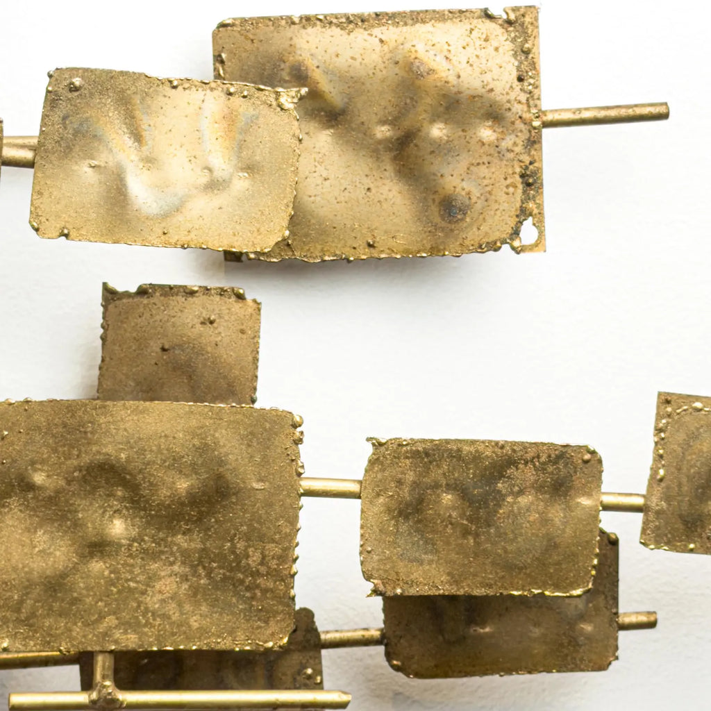 Brutalist Welded Steel & Brass Wall Sculpture in the Early Style of Curtis Jere, 1960s
