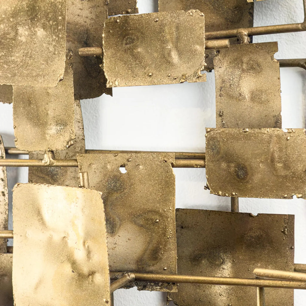 Brutalist Welded Steel & Brass Wall Sculpture in the Early Style of Curtis Jere, 1960s