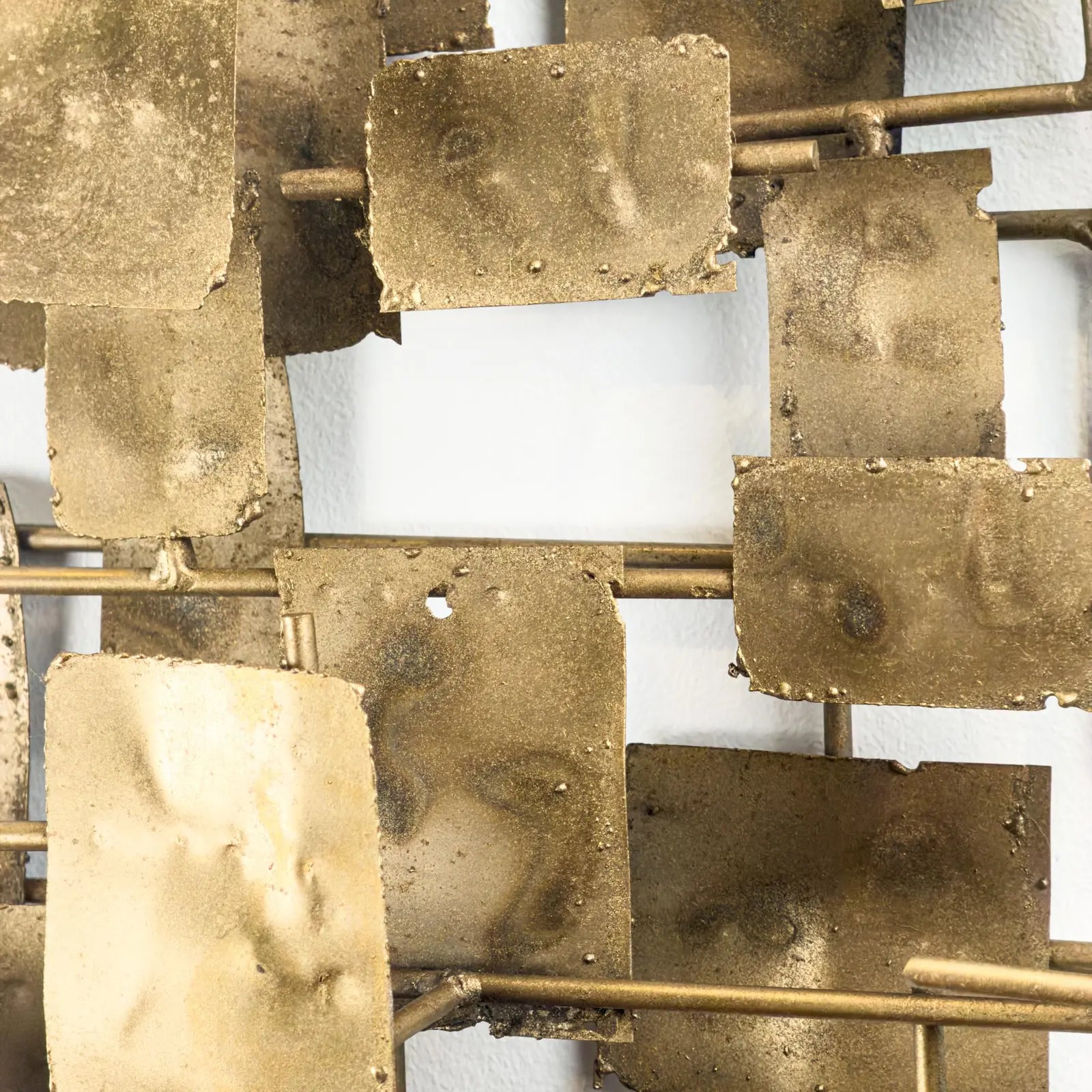 Brutalist Welded Steel & Brass Wall Sculpture in the Early Style of Curtis Jere, 1960s
